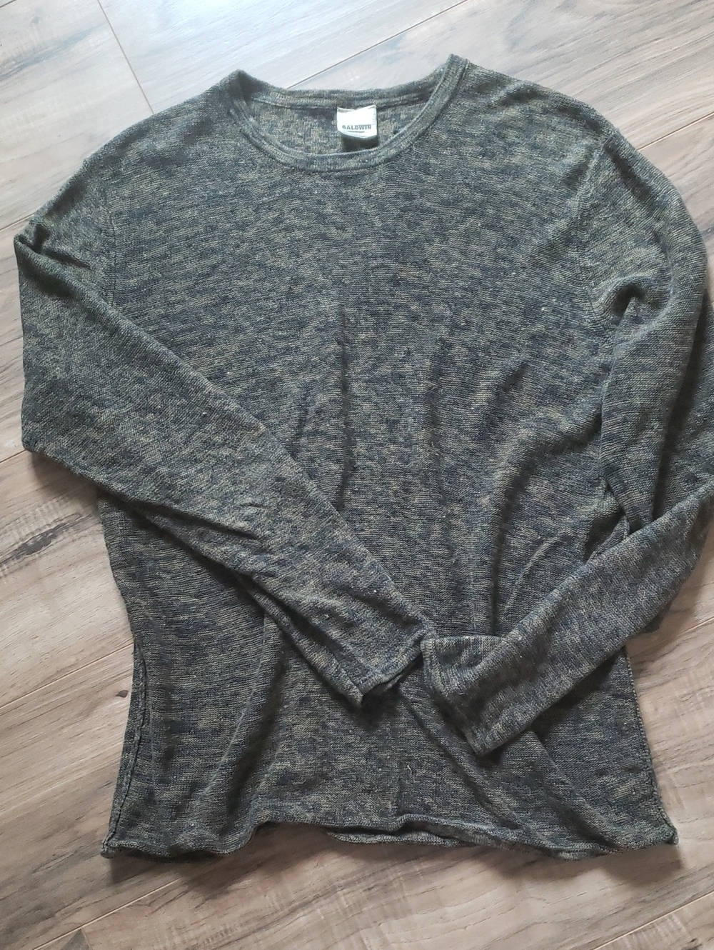 Baldwin Olive and Navy Linen Crewneck Sweater